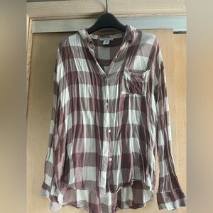 Sincerely Jules mauve and White Checkered Button-Down Shirt